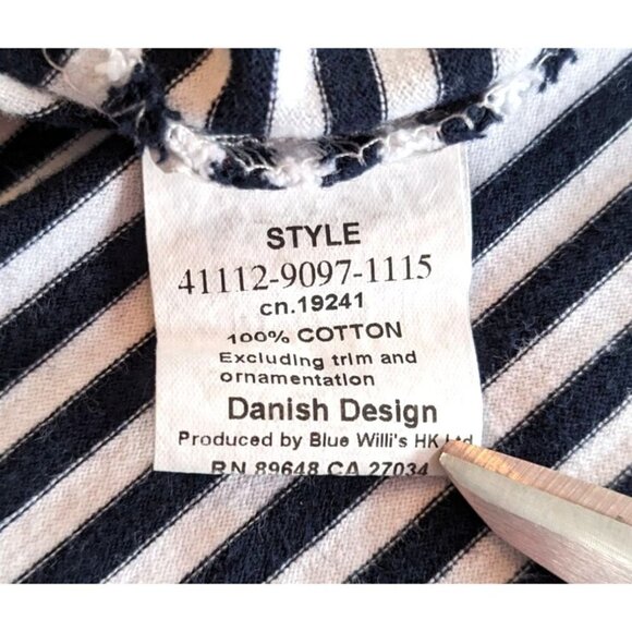 Vintage 90s/Y2K BLUE WILLI'S Luxury 100% Cotton Navy Stripe Tank Button Size XXL - Picture 5 of 7